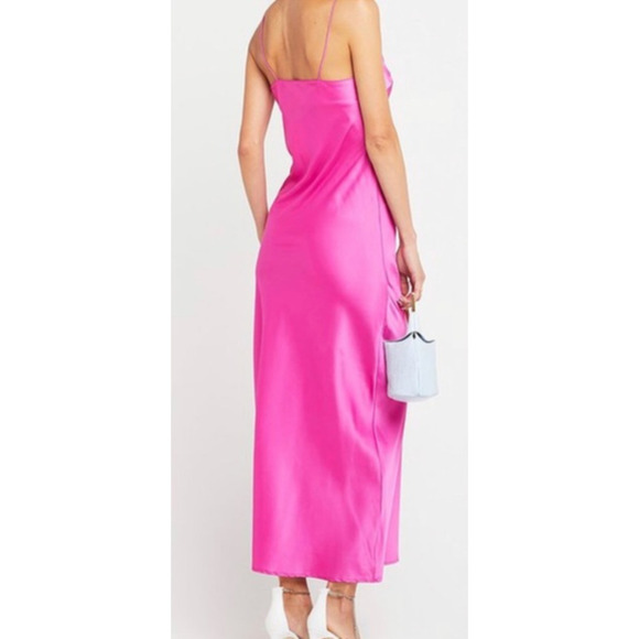 O.P.T Dona Dress Slip Slinky V Neck Satin Pink M - Picture 2 of 11